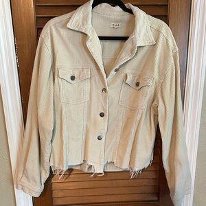 POL Cream Corduroy Jean Jacket